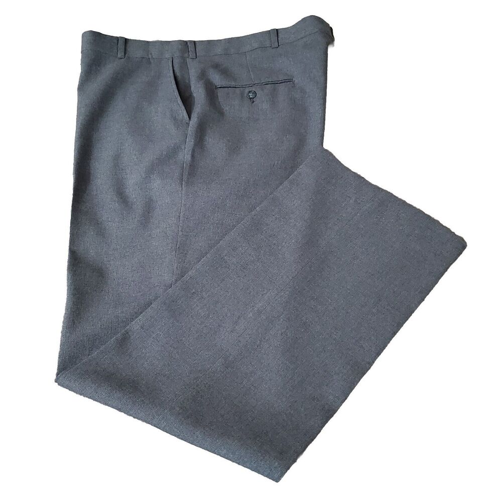Botany 500 Mens Size 40x32 Grey Flat Front Straight Leg Dress Pants RN# 10662